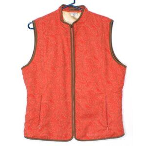 Columbia Womens Large River Resort Full Zip Vest Coral Tan Paisley Full Zip Line